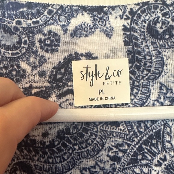 Style & Co. Navy and White Patterned Blouse - Picture 2 of 4